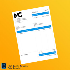 India Mohan Communication Invoice Template in Word and PDF formats