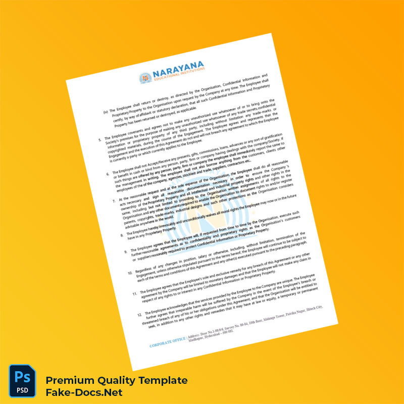 India Narayana Educational Society Employment Verification Letter Template (Word & PDF) 7 page India Narayana Educational Society Employment Verification Letter Template (Word & PDF) 7 page