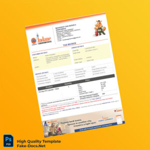 India Navadeep Gas Service Tax Invoice Template in Word and PDF formats 2 page