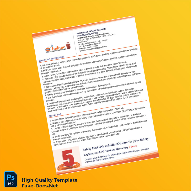 India Nutanhat Indane Gramin Vitrak Tax Invoice Template in Word and PDF formats 2 page India Nutanhat Indane Gramin Vitrak Tax Invoice Template in Word and PDF formats 2 page