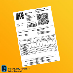 India Nykaa E-Retail Limited Invoice Template in Word and PDF formats 2 page India Nykaa E-Retail Limited Invoice Template in Word and PDF formats 2 page
