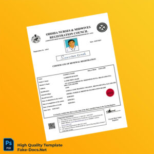 India Odisha Nurses Midwives Registration Council Nursing Registration Certificate Template in Word and PDF formats India Odisha Nurses Midwives Registration Council Nursing Registration Certificate Template in Word and PDF formats