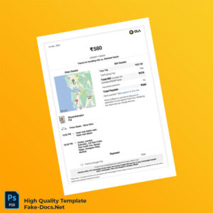 India Ola Prime Sedan Invoice Template in Word and PDF formats 3 page