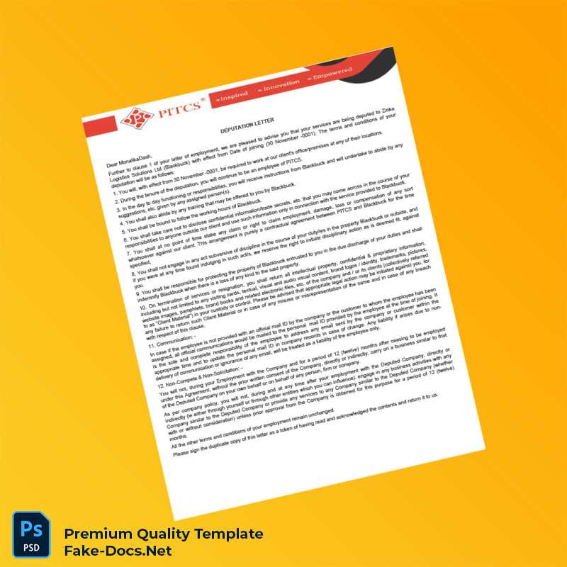 India PITCS Appointment Letter Template (Word & PDF) 7 page India PITCS Appointment Letter Template (Word & PDF) 7 page