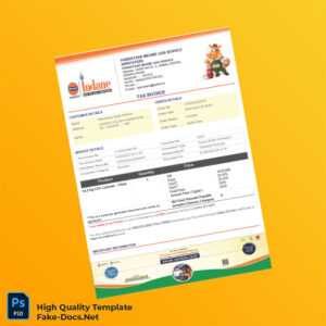 India Parbatsar Indane Gas Service Tax Invoice Template in Word and PDF formats 2 page