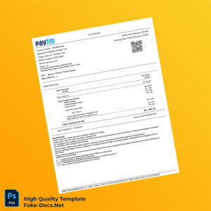 India Paytm Tax Invoice Template in Word and PDF formats