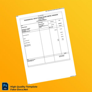 India Poorvanchal Vidhyut Vitran Nigam Limited Tax Invoice Template in Word and PDF formats