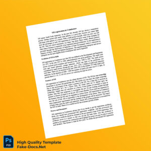 India Provisional SSI Registration Certificate Template in Word and PDF formats 2 page