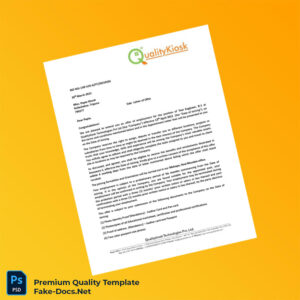 India QualityKiosk Technologies Pvt Ltd Employment Verification Letter Template (Word & PDF) 3 page