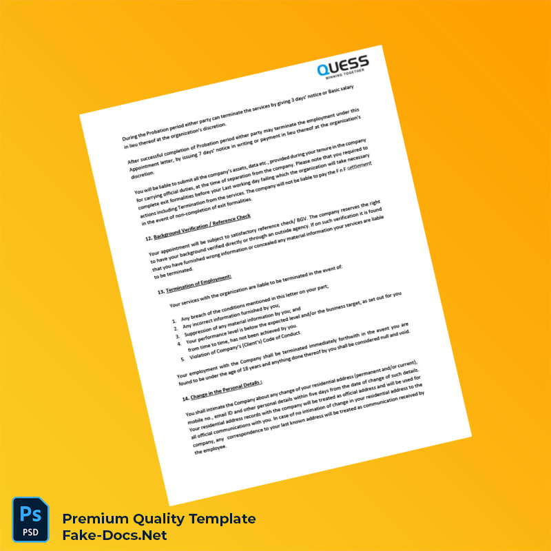 India Quess Corporation Salary Certificate Template (Word & PDF) 6 page India Quess Corporation Salary Certificate Template (Word & PDF) 6 page