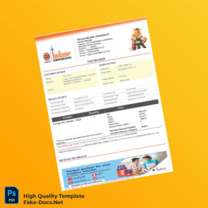 India Raghu Indane Tax Invoice Template in Word and PDF formats 2 page