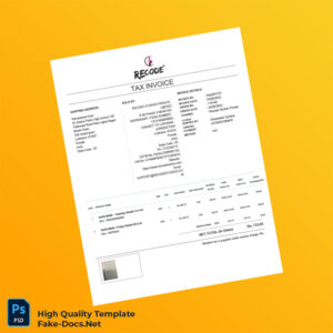 India Recode Studios Private Limited Tax Invoice Template in Word and PDF formats 2 page