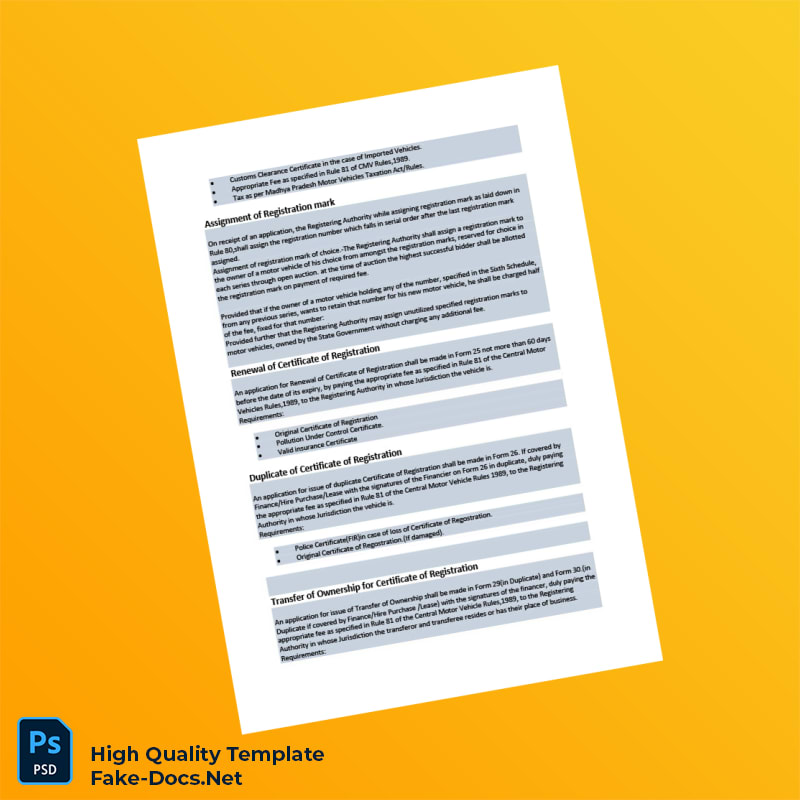 India Registering Authority Certificate of Registration Template in Word and PDF formats 4 page India Registering Authority Certificate of Registration Template in Word and PDF formats 4 page