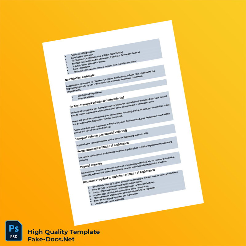 India Registering Authority Certificate of Registration Template in Word and PDF formats 4 page India Registering Authority Certificate of Registration Template in Word and PDF formats 4 page