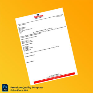 India Reliance Retail Limited Employment Verification Letter Template (Word & PDF)