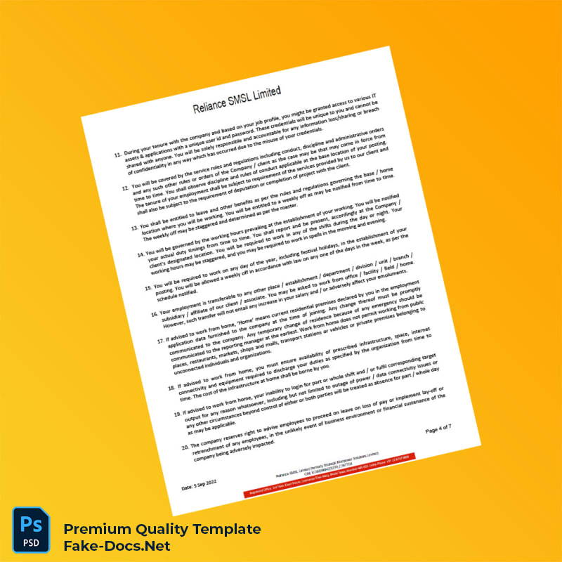 India Reliance SMSL Limited Salary Certificate Template (Word & PDF) 7 page India Reliance SMSL Limited Salary Certificate Template (Word & PDF) 7 page