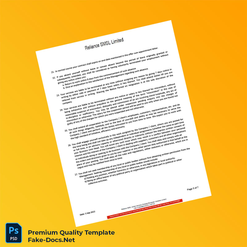 India Reliance SMSL Limited Salary Certificate Template (Word & PDF) 7 page India Reliance SMSL Limited Salary Certificate Template (Word & PDF) 7 page