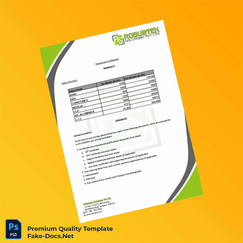 India RobusTEK Solutions Private Limited Employment Verification Letter Template (Word & PDF) 4 page India RobusTEK Solutions Private Limited Employment Verification Letter Template (Word & PDF) 4 page