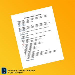 India Roles Responsibility Letter Form Template (Word & PDF) 2 page