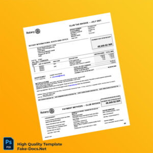 India Rotary International South Asia Office Invoice Template in Word and PDF formats
