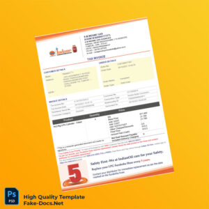 India S M Indane Gas AGENCIES Invoice Template in Word and PDF formats 2 page