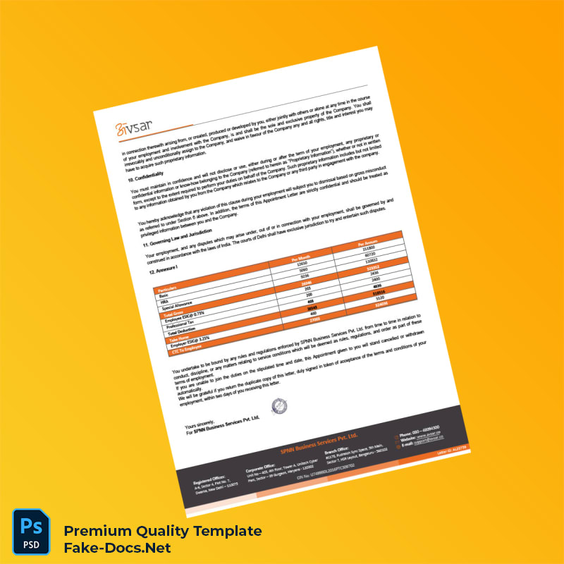 India SPNN Business Services Private Limited Employment Verification Letter Template (Word & PDF) 5 page India SPNN Business Services Private Limited Employment Verification Letter Template (Word & PDF) 5 page