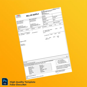 India SRL Limited Bill of Supply Template in Word and PDF formats