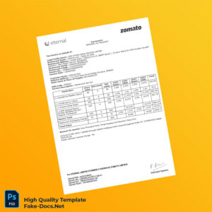 India SRR Foods India Private Limited Tax Invoice Template in Word and PDF formats 2 page