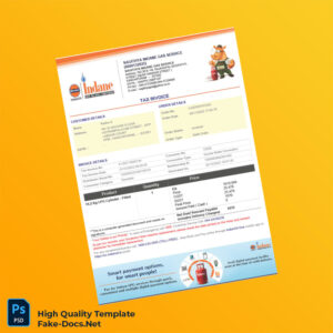 India Sagithya Indane Gas Service Tax Invoice Template in Word and PDF formats 2 page