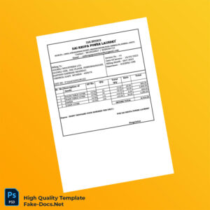 India Sai Krupa Power Laundry Tax Invoice Template in Word and PDF formats