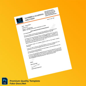 India Sanidhya Staffing Solutions Employment Verification Letter Template (Word & PDF) 5 page