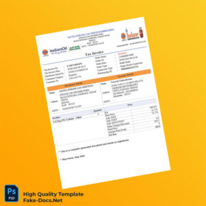 India Savita Indane Gas Services Tax Invoice Template in Word and PDF formats