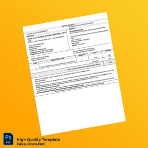 India Shah Electronics Home Appliances Pvt Ltd Invoice Template in Word and PDF formats