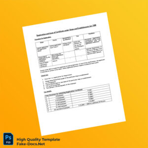 India Shops and Establishments Act Registration Certificate Template in Word and PDF formats 6 page India Shops and Establishments Act Registration Certificate Template in Word and PDF formats 6 page