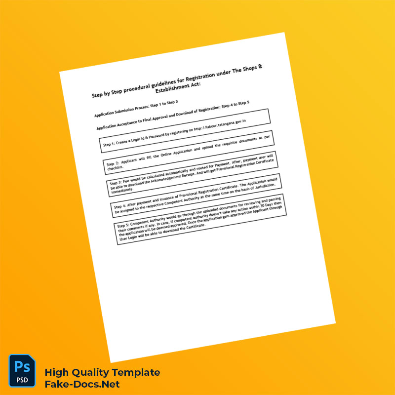 India Shops and Establishments Act Registration Certificate Template in Word and PDF formats 6 page India Shops and Establishments Act Registration Certificate Template in Word and PDF formats 6 page