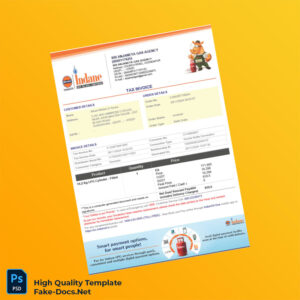 India Sri Anjaneya Gas Agency Tax Invoice Template in Word and PDF formats 2 page