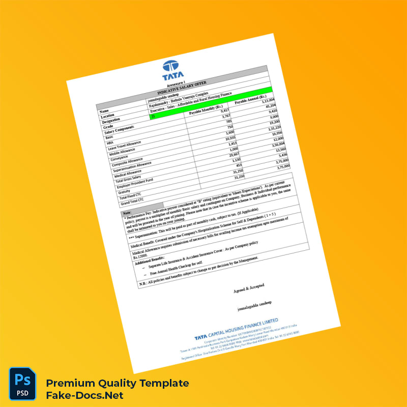India Tata Capital Limited Employment Verification Letter Template (Word & PDF) 5 page India Tata Capital Limited Employment Verification Letter Template (Word & PDF) 5 page