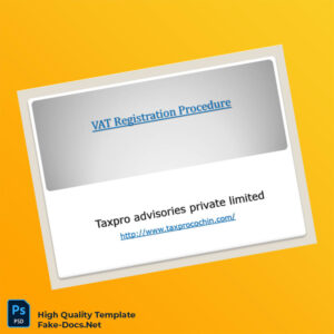 India Tax Authority Editable VAT Registration Certificate Template in Word and PDF formats 7 page