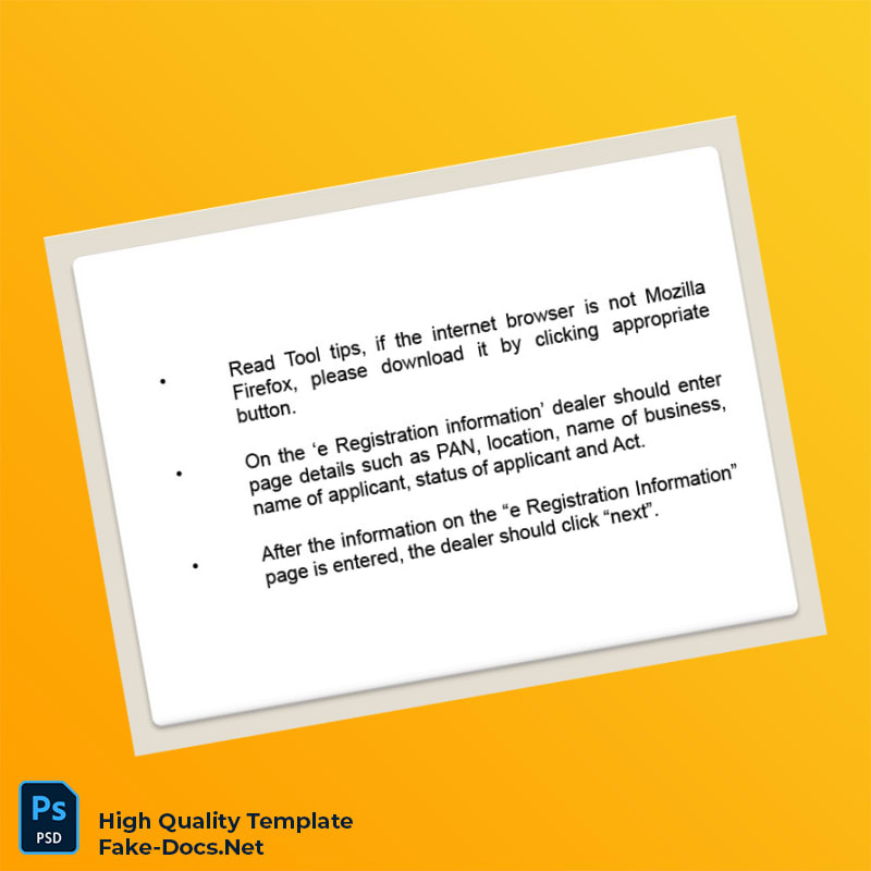 India Tax Authority Editable VAT Registration Certificate Template in Word and PDF formats 7 page India Tax Authority Editable VAT Registration Certificate Template in Word and PDF formats 7 page