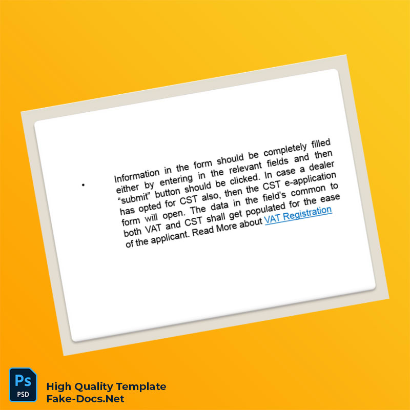 India Tax Authority Editable VAT Registration Certificate Template in Word and PDF formats 7 page India Tax Authority Editable VAT Registration Certificate Template in Word and PDF formats 7 page