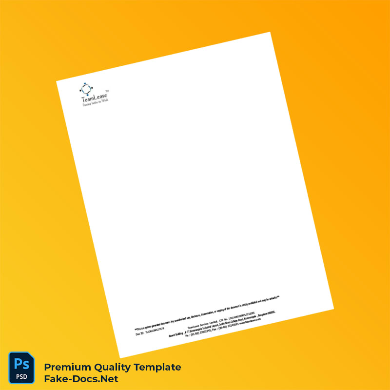 India TeamLease Services Limited Employment Verification Letter Template (Word & PDF) 4 page India TeamLease Services Limited Employment Verification Letter Template (Word & PDF) 4 page