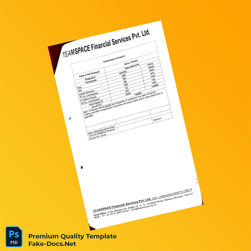 India TeamSpace Employment Verification Letter Template (Word & PDF) 4 page India TeamSpace Employment Verification Letter Template (Word & PDF) 4 page