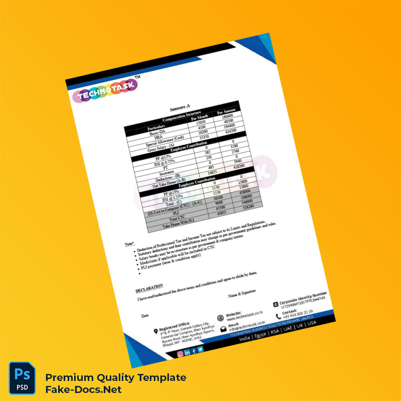 India TechnoTask Employment Verification Letter Template (Word & PDF) 5 page India TechnoTask Employment Verification Letter Template (Word & PDF) 5 page