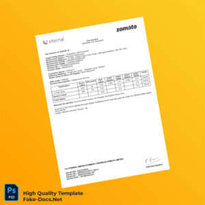 India Thendral Restaurant Tax Invoice Template in Word and PDF formats 2 page