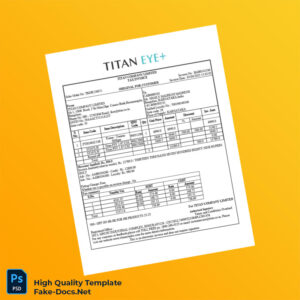 India Titan Company Limited Tax Invoice Template in Word and PDF formats 2 page