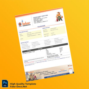 India Tushar Agency Tax Invoice Template in Word and PDF formats 2 page