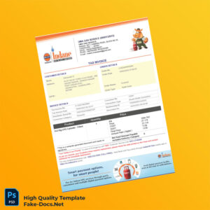 India UMA GAS SERVICE Invoice Template in Word and PDF formats 2 page