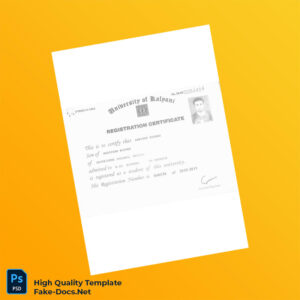 India University of Kalyani Registration Certificate Template in Word and PDF formats