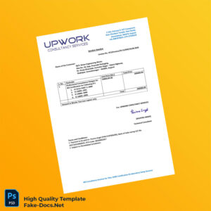 India Upwork Consultancy Services Invoice Template in Word and PDF formats