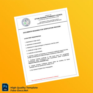 India Uttar Pradesh Pharmacy Council Document Required New Registration Template in Word and PDF formats 3 page